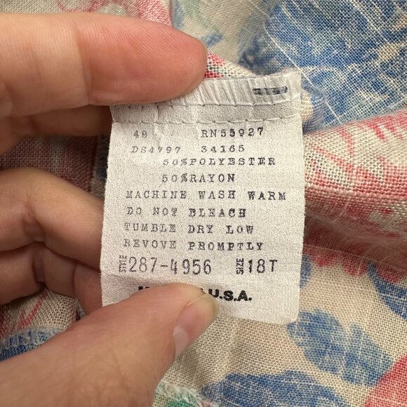 Vintage Floral Blazer 1980s Womens Jacket Pink Blue Shoulder Pads USA Size 18 - Picture 5 of 7